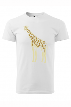 Tricou imprimat Giraffe Nature, pentru barbati, alb, 100% bumbac