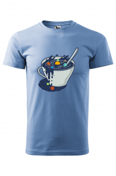 Tricou imprimat Galaxy Mug, pentru barbati, albastru deschis, 100% bumbac