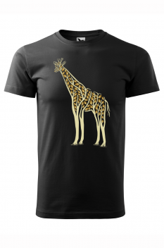 Tricou imprimat Giraffe Nature, pentru barbati, negru, 100% bumbac