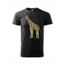 Tricou imprimat Giraffe Nature, pentru barbati, negru, 100% bumbac