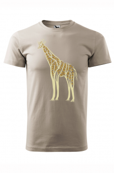 Tricou imprimat Giraffe Nature, pentru barbati, gri ice, 100% bumbac