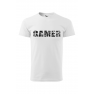 Tricou imprimat Gamer, pentru barbati, alb, 100% bumbac