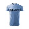 Tricou imprimat Gamer, pentru barbati, albastru deschis, 100% bumbac