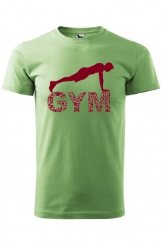 Tricou imprimat Gym, pentru barbati, verde iarba, 100% bumbac