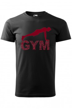 Tricou imprimat Gym, pentru barbati, negru, 100% bumbac
