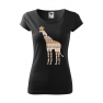 Tricou imprimat Giraffe Ornament, pentru femei, negru, 100% bumbac