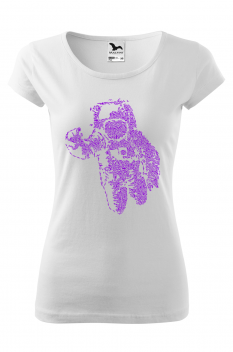 Tricou imprimat Flying Astronaut, pentru femei, alb, 100% bumbac