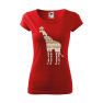 Tricou imprimat Giraffe Ornament, pentru femei, rosu, 100% bumbac