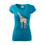 Tricou imprimat Giraffe Ornament, pentru femei, turcoaz, 100% bumbac