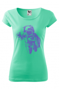 Tricou imprimat Flying Astronaut, pentru femei, verde menta, 100% bumbac