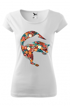 Tricou imprimat Fox Flower Dolphin, pentru femei, alb, 100% bumbac