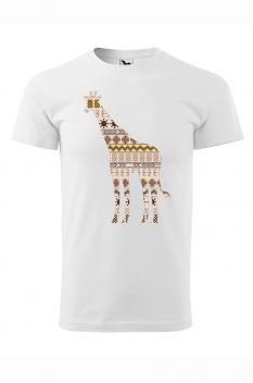 Tricou imprimat Giraffe Ornament, pentru barbati, alb, 100% bumbac