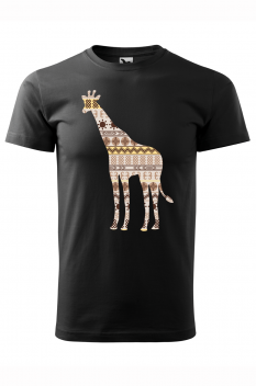 Tricou imprimat Giraffe Ornament, pentru barbati, negru, 100% bumbac