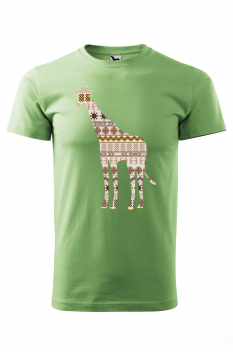 Tricou imprimat Giraffe Ornament, pentru barbati, verde iarba, 100% bumbac