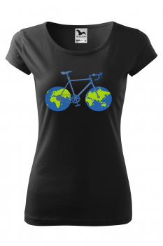 Tricou imprimat Globe Bicycle, pentru femei, negru, 100% bumbac