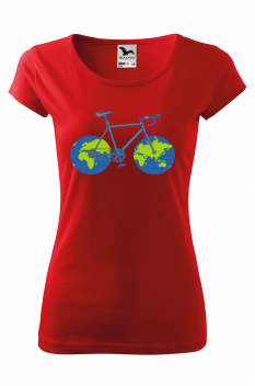 Tricou imprimat Globe Bicycle, pentru femei, rosu, 100% bumbac