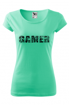 Tricou imprimat Gamer, pentru femei, verde menta, 100% bumbac