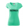 Tricou imprimat Gamer, pentru femei, verde menta, 100% bumbac