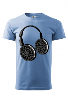 Tricou personalizat Headphone Biscuits, pentru barbati, albastru deschis, 100% bumbac