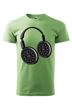Tricou personalizat Headphone Biscuits, pentru barbati, verde iarba, 100% bumbac