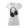 Tricou personalizat Headphone Biscuits, pentru femei, alb, 100% bumbac