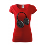 Tricou personalizat Headphone Biscuits, pentru femei, rosu, 100% bumbac