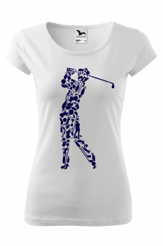 Tricou imprimat Golf Player, pentru femei, alb, 100% bumbac