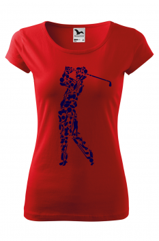 Tricou imprimat Golf Player, pentru femei, rosu, 100% bumbac