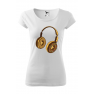 Tricou personalizat Headphone Donut, pentru femei, alb, 100% bumbac