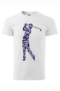 Tricou imprimat Golf Player, pentru barbati, alb, 100% bumbac