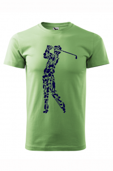 Tricou imprimat Golf Player, pentru barbati, verde iarba, 100% bumbac