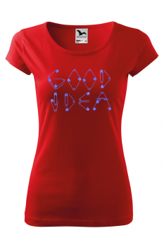 Tricou imprimat Good Idea, pentru femei, rosu, 100% bumbac