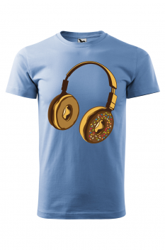 Tricou personalizat Headphone Donut, pentru barbati, albastru deschis, 100% bumbac
