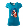 Tricou personalizat Heart Music, pentru femei, turcoaz, 100% bumbac