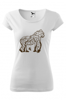 Tricou imprimat Gorilla Tree, pentru femei, alb, 100% bumbac