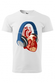 Tricou personalizat Heart Music, pentru barbati, alb, 100% bumbac