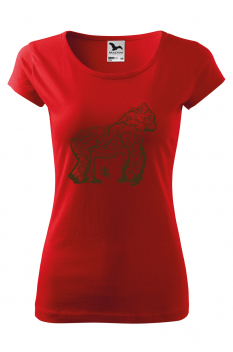 Tricou imprimat Gorilla Tree, pentru femei, rosu, 100% bumbac