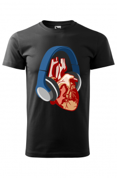 Tricou personalizat Heart Music, pentru barbati, negru, 100% bumbac