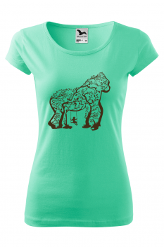 Tricou imprimat Gorilla Tree, pentru femei, verde menta, 100% bumbac