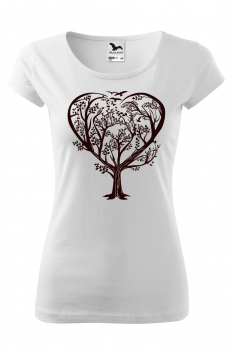 Tricou personalizat Heart Tree, pentru femei, alb, 100% bumbac