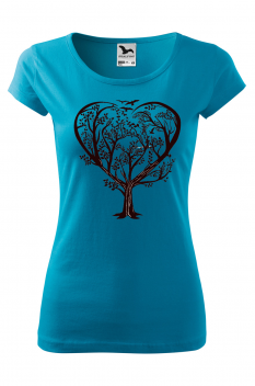 Tricou personalizat Heart Tree, pentru femei, turcoaz, 100% bumbac