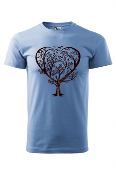 Tricou personalizat Heart Tree, pentru barbati, albastru deschis, 100% bumbac