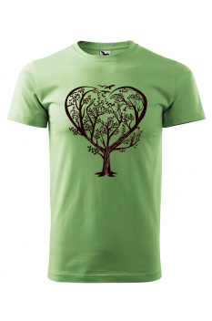 Tricou personalizat Heart Tree, pentru barbati, verde iarba, 100% bumbac
