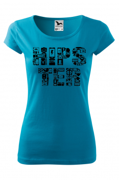 Tricou personalizat Hipster, pentru femei, turcoaz, 100% bumbac