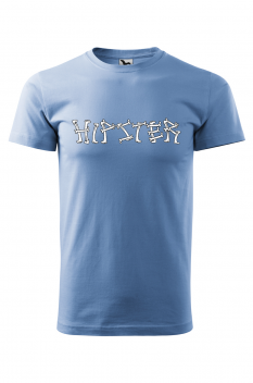 Tricou personalizat Hipster Bones, pentru barbati, albastru deschis, 100% bumbac