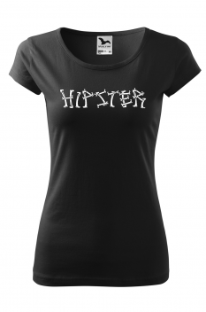 Tricou personalizat Hipster Bones, pentru femei, negru, 100% bumbac