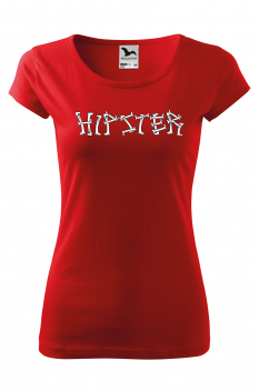 Tricou personalizat Hipster Bones, pentru femei, rosu, 100% bumbac