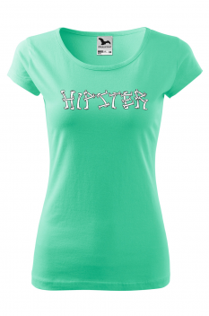 Tricou personalizat Hipster Bones, pentru femei, verde menta, 100% bumbac