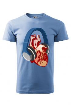 Tricou personalizat Heart Music, pentru barbati, albastru deschis, 100% bumbac