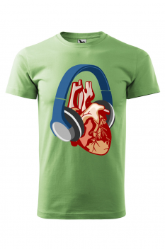 Tricou personalizat Heart Music, pentru barbati, verde iarba, 100% bumbac